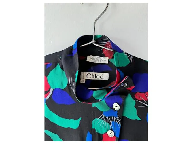 1980blusa Chloé de seda Plata 
