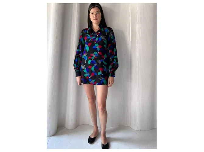 1980blusa Chloé de seda Plata 