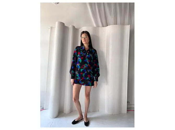 1980blusa Chloé de seda Plata 
