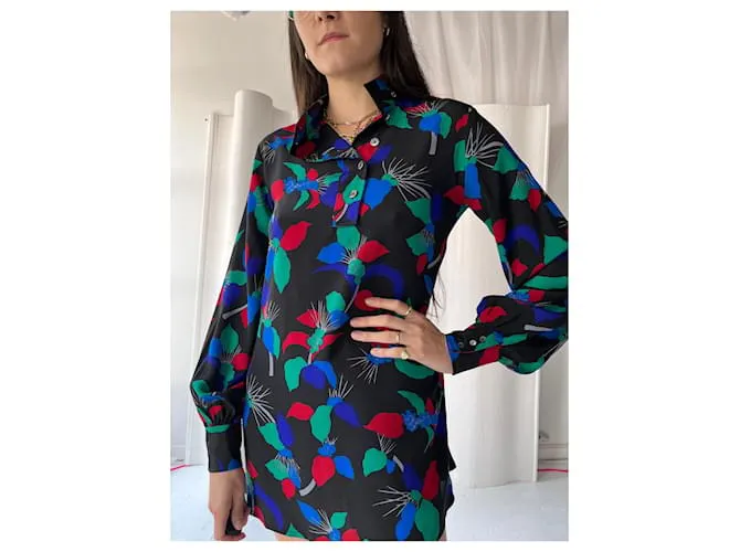 1980blusa Chloé de seda Plata 