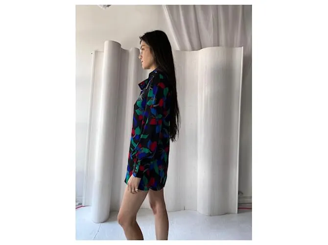 1980blusa Chloé de seda Plata 