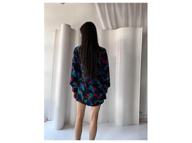 1980blusa Chloé de seda Plata 