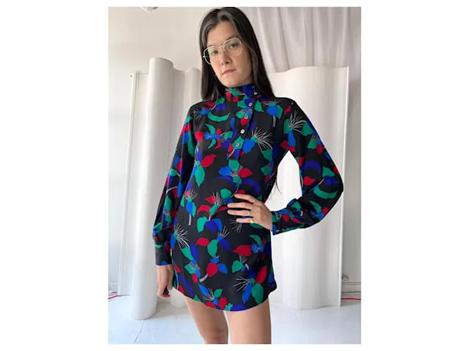 1980blusa Chloé de seda Plata 