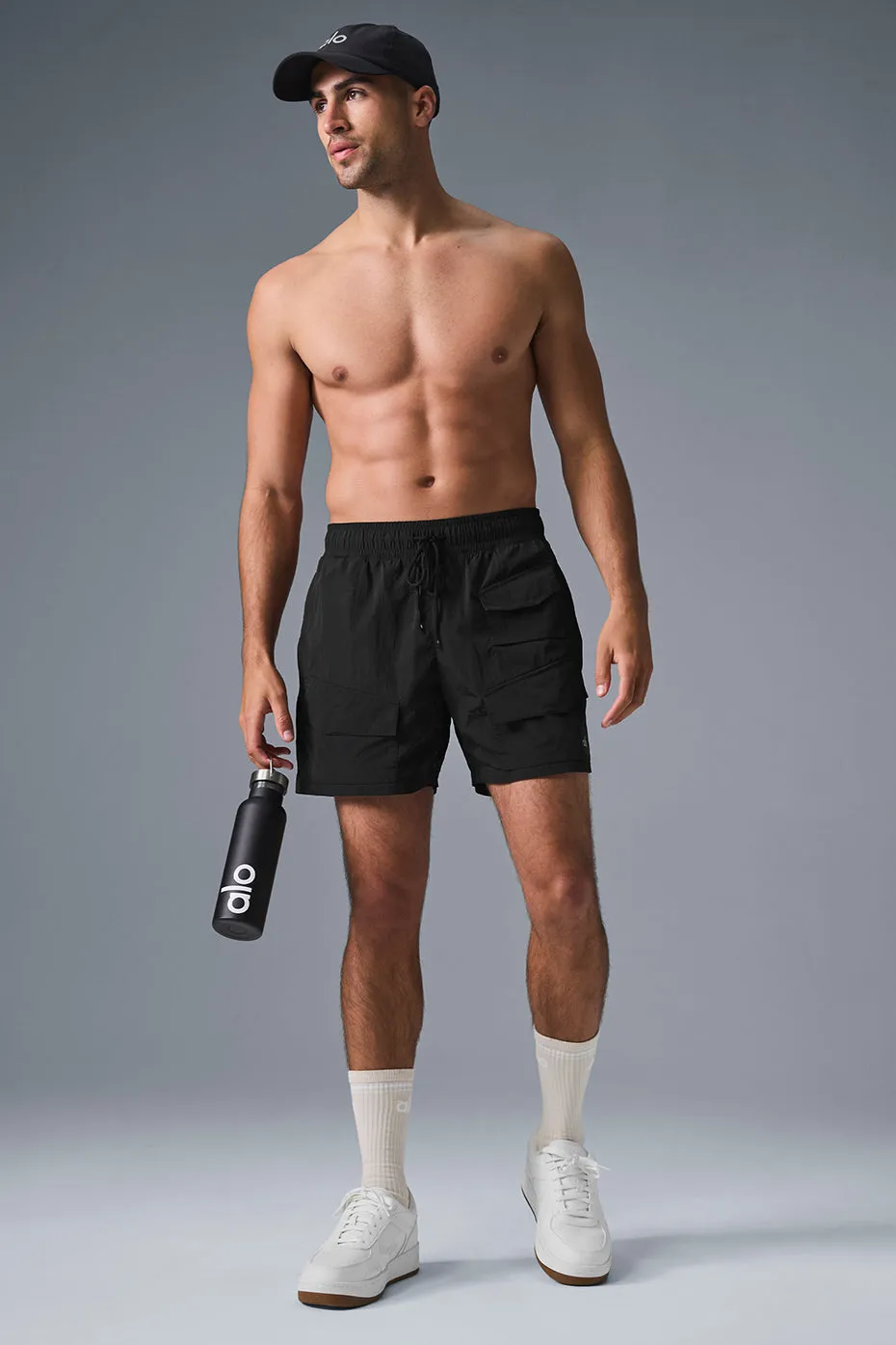 7 CRINKLE NYLON EXCURSION CARGO SHORT  BLACK