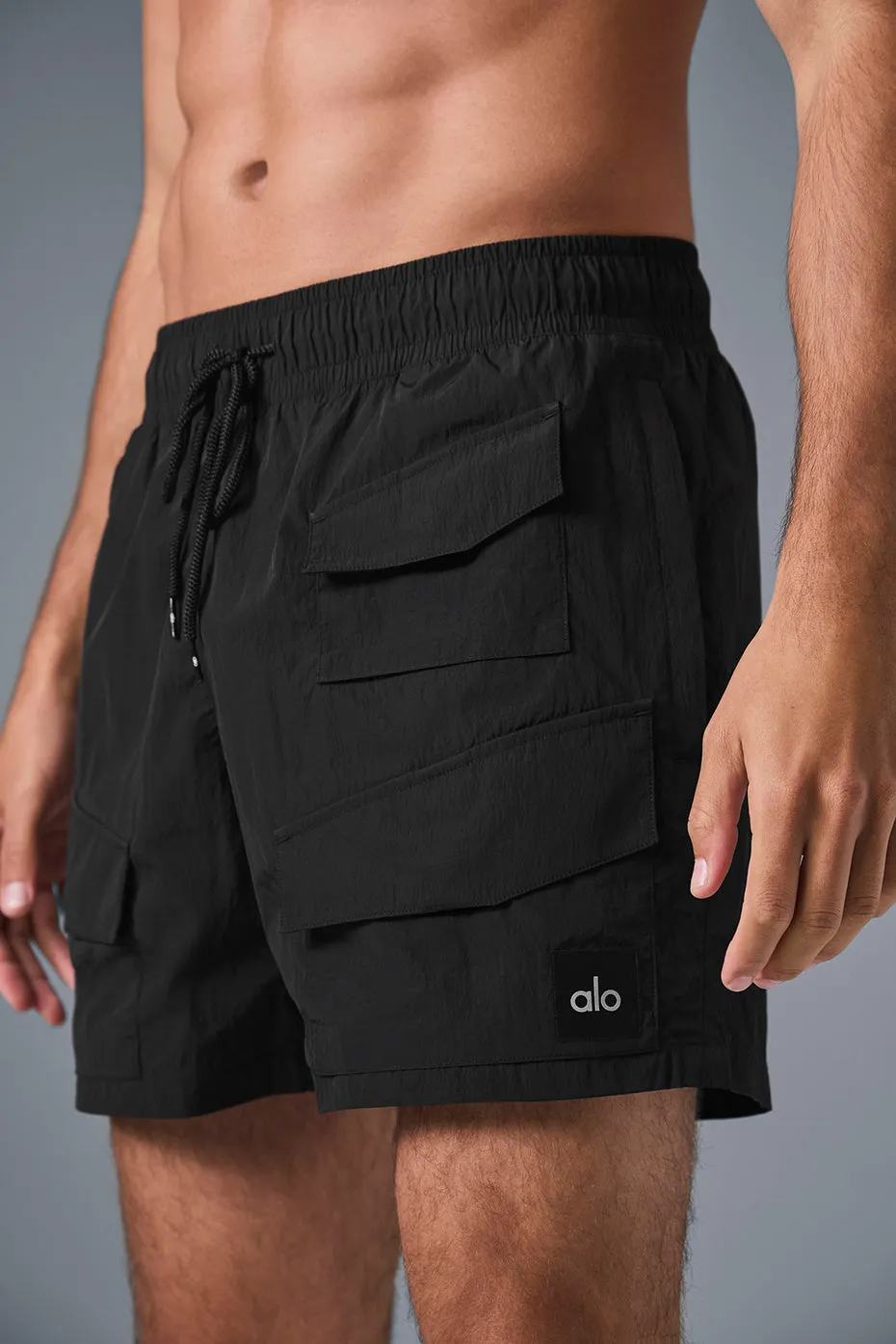 7 CRINKLE NYLON EXCURSION CARGO SHORT  BLACK