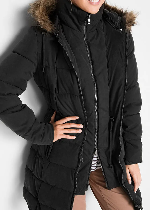 Abrigo acolchado para invierno Negro