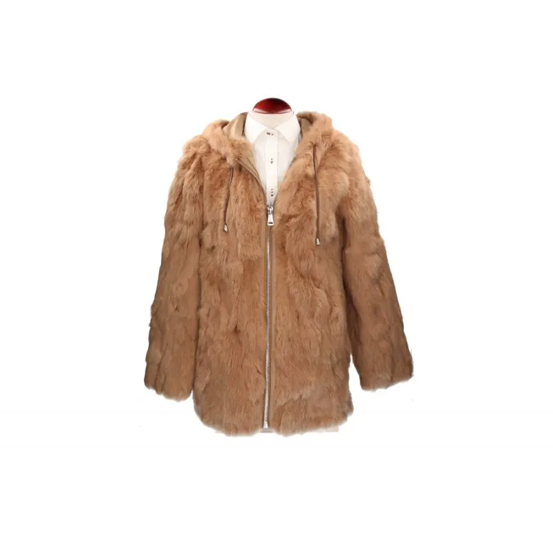Abrigo capucha camel