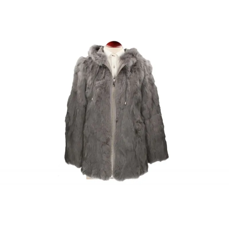 Abrigo capucha gris