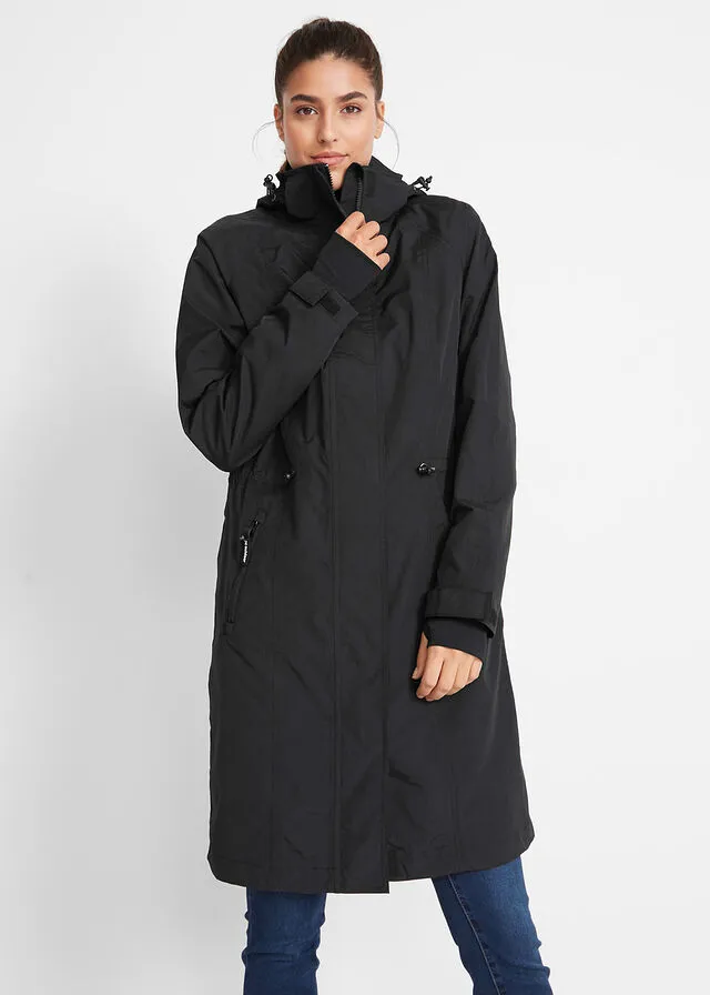 Abrigo de lluvia, impermeable Negro