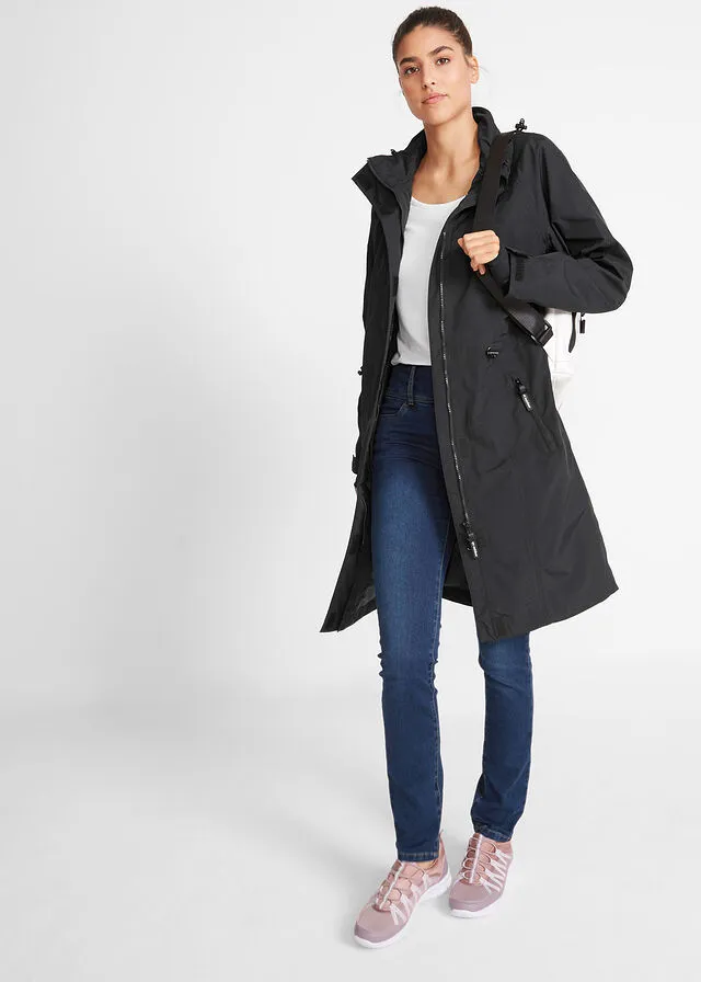 Abrigo de lluvia, impermeable Negro