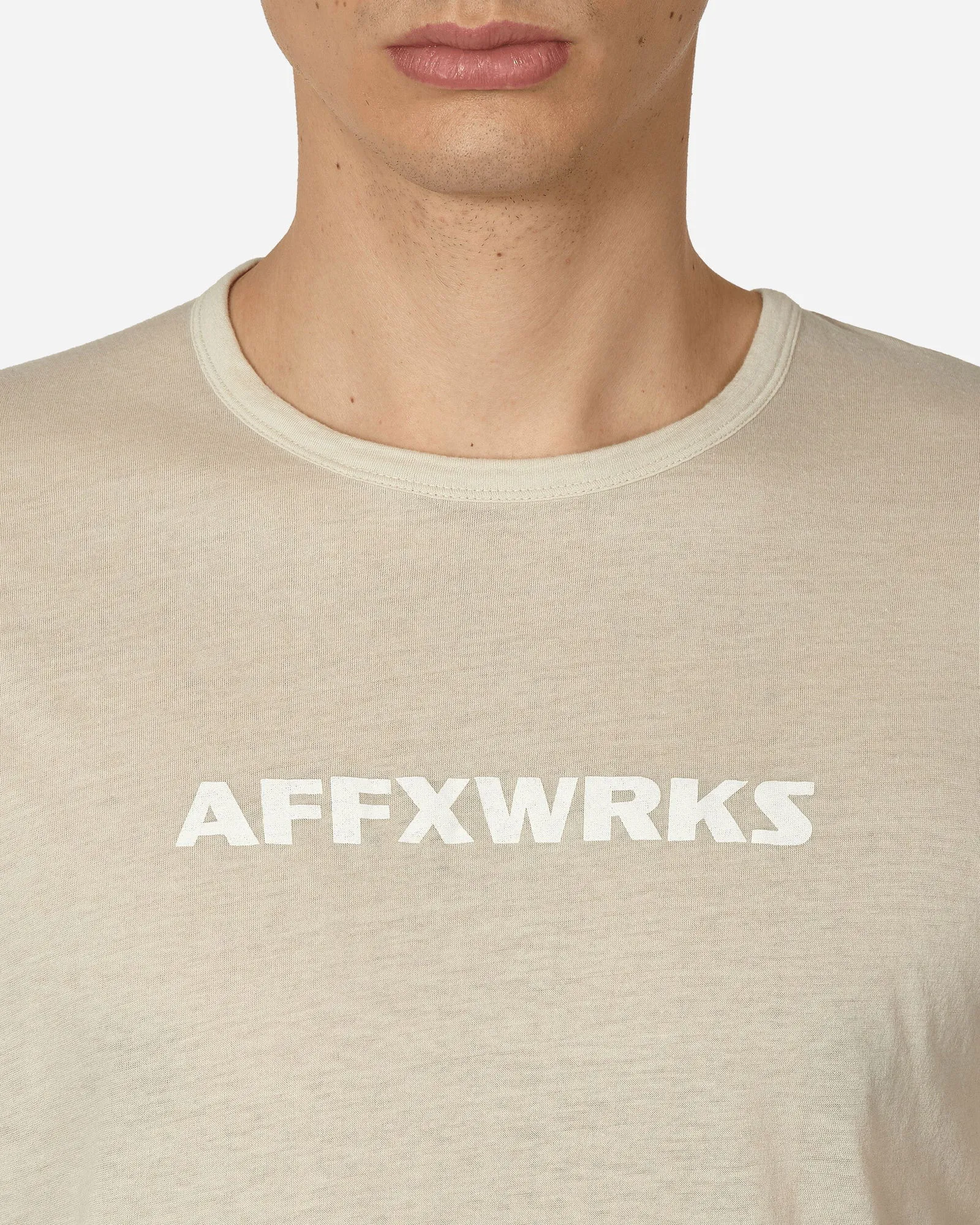 AFFXWRKS SHOULDERLESS TSHIRT DUST WHITE