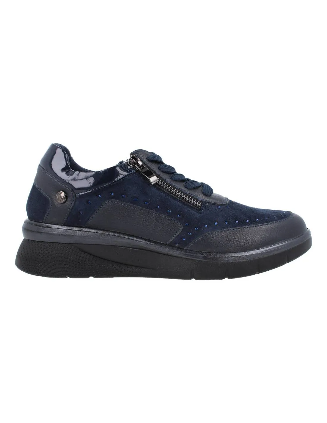 AMARPIES  ZAPATILLAS CONFORT CORDONES CREMALLERA LATERAL MARINO