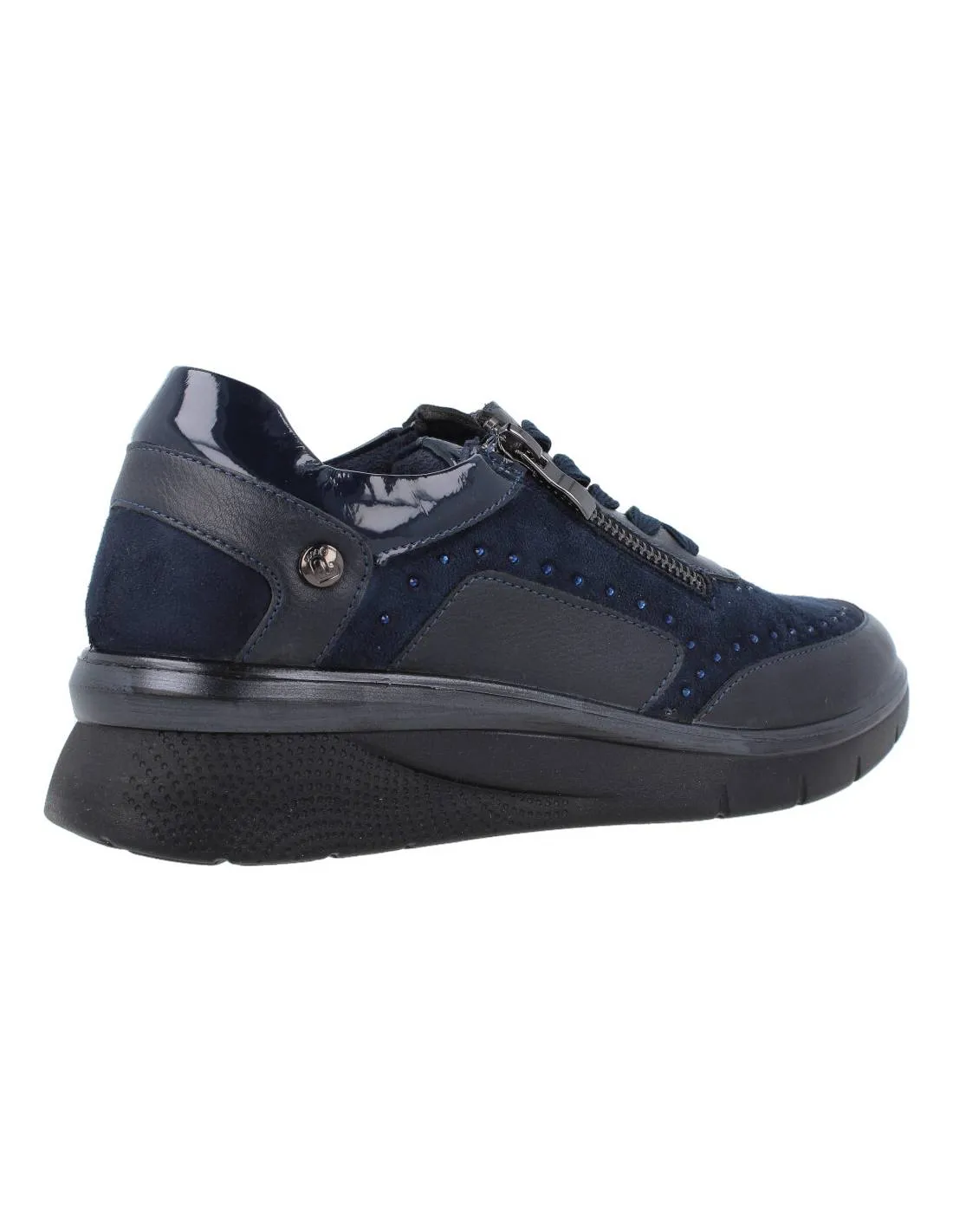 AMARPIES  ZAPATILLAS CONFORT CORDONES CREMALLERA LATERAL MARINO
