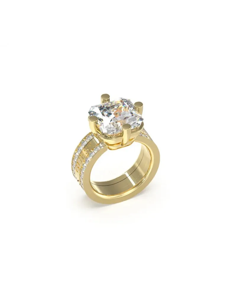 Anillo Guess Mujer Flashing Lights Acero Dorado