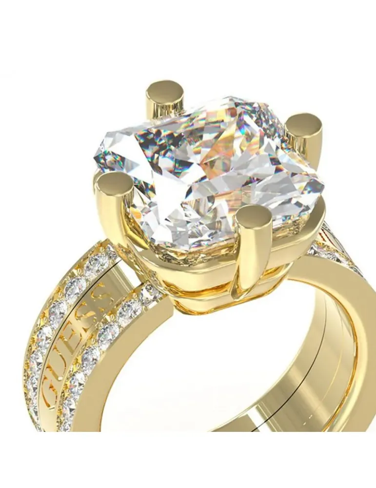 Anillo Guess Mujer Flashing Lights Acero Dorado