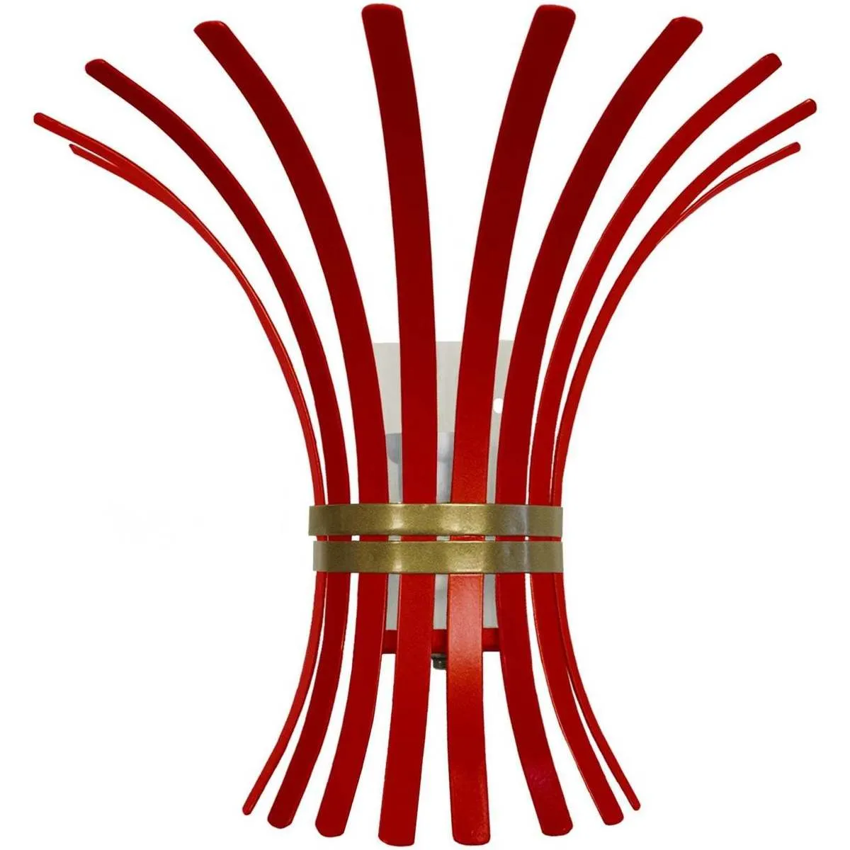 Aplique rectangular metal rojo y dorado