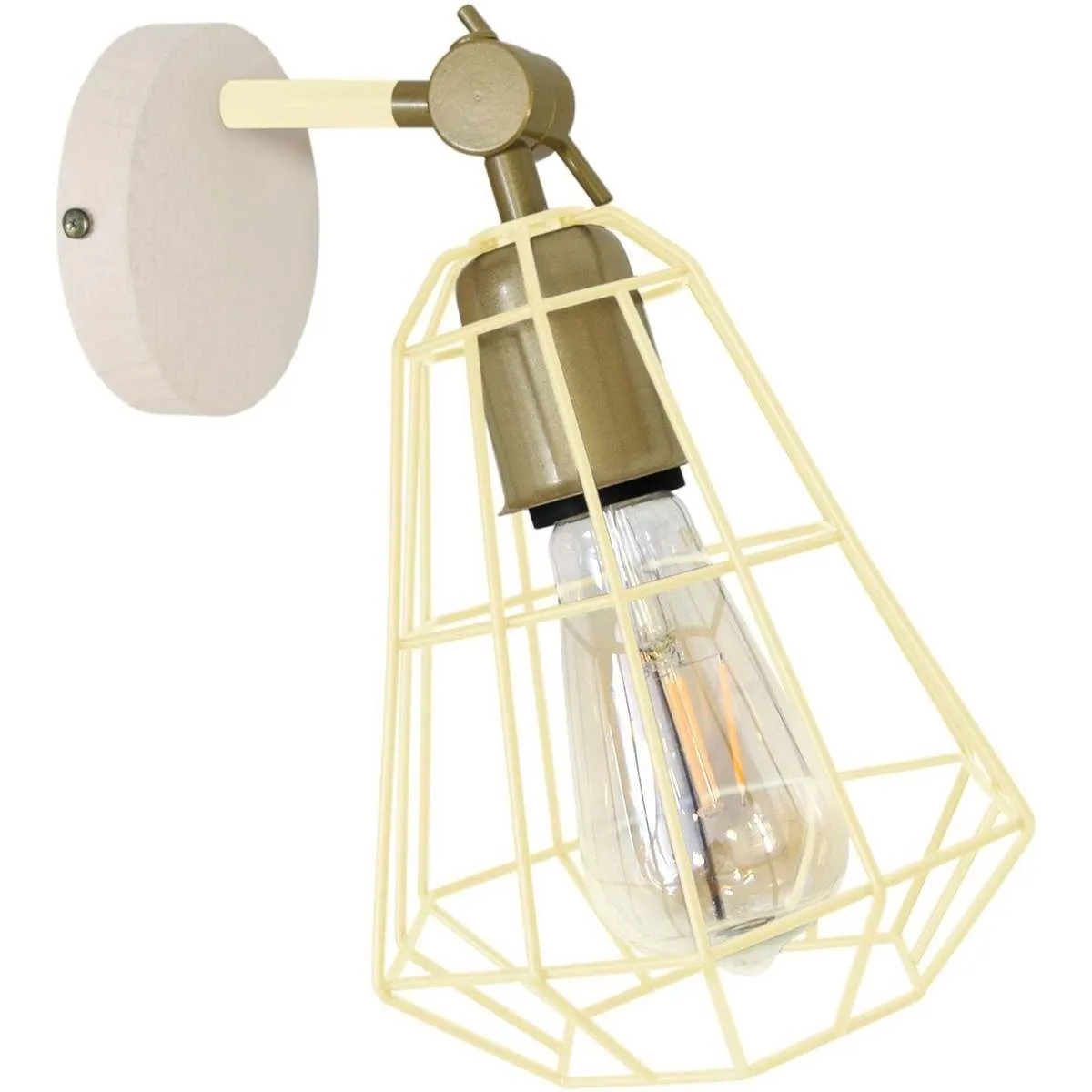 Aplique redondo metal natural, dorado y crema