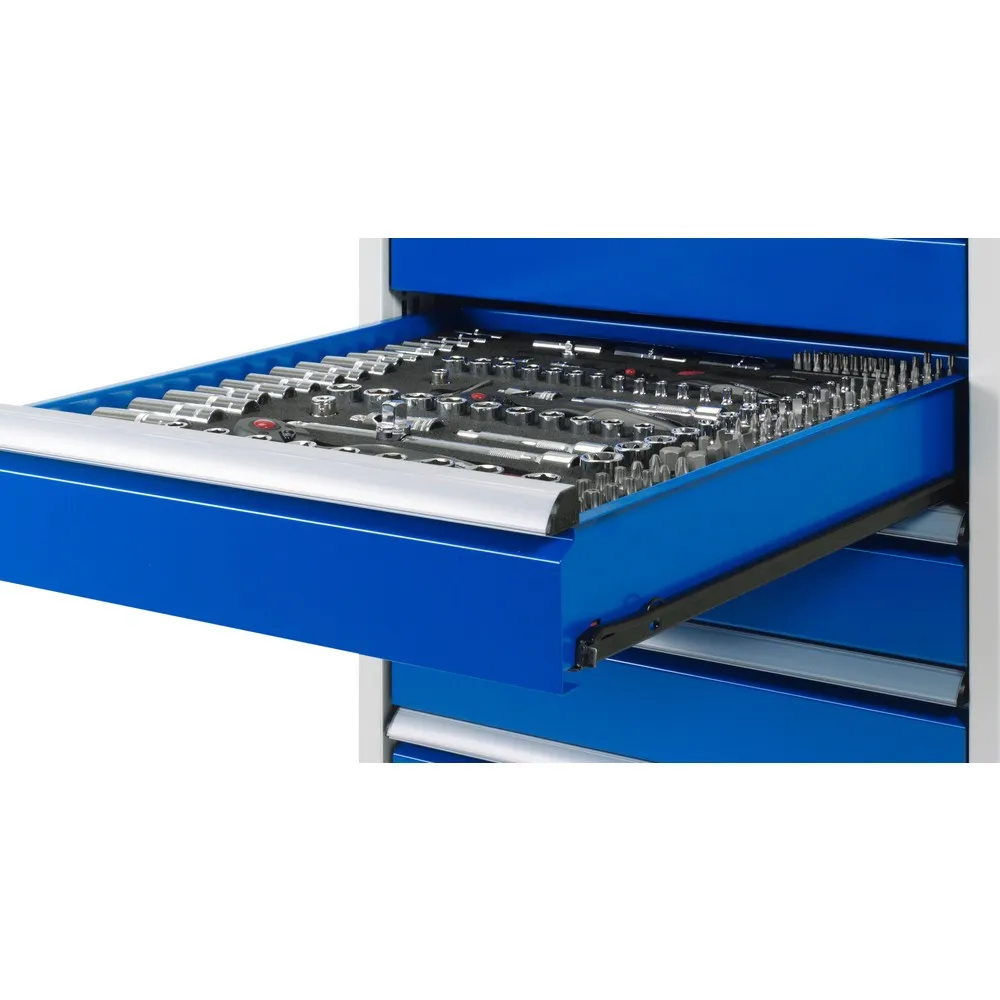 Banco de trabajo RAU serie 8000 con bastidor con ruedas abatible, 1 contenedor, HxAxF 880 x 750 x 700 mm, 4 cajones extraíbles a