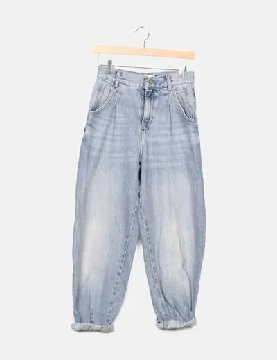 Bershka Jeans denim azul mom fit