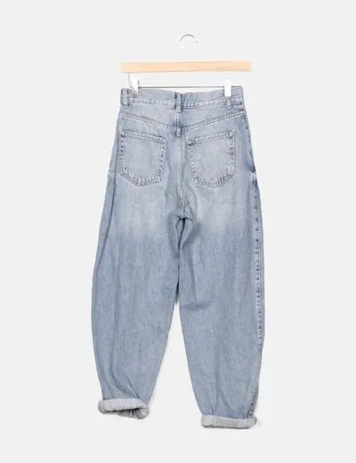 Bershka Jeans denim azul mom fit