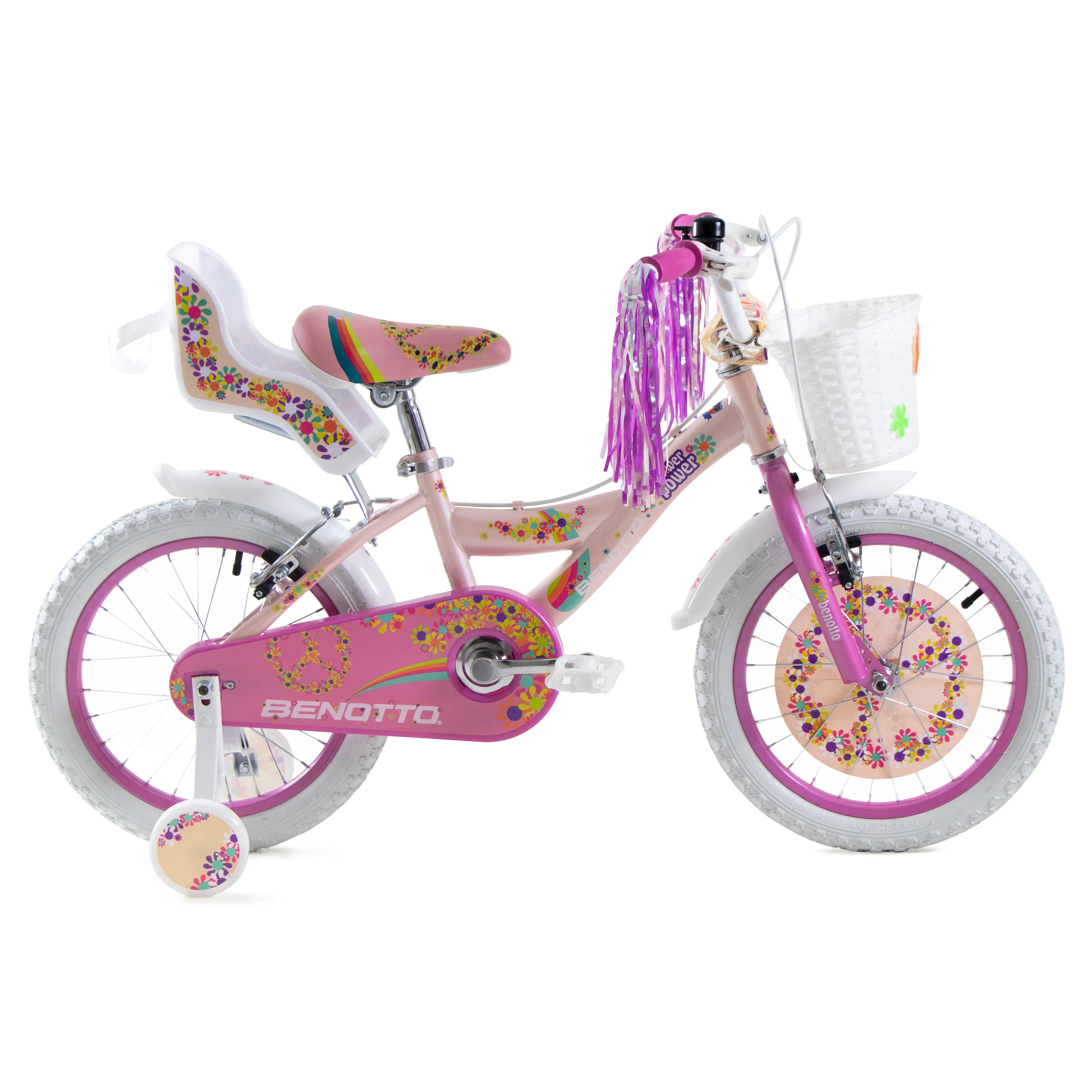 Bicicleta BENOTTO Cross FLOWER POWER R16 1V. Nia Frenos 'V' Acero Rosa Pastel/Rosa Aperlado Talla:UN