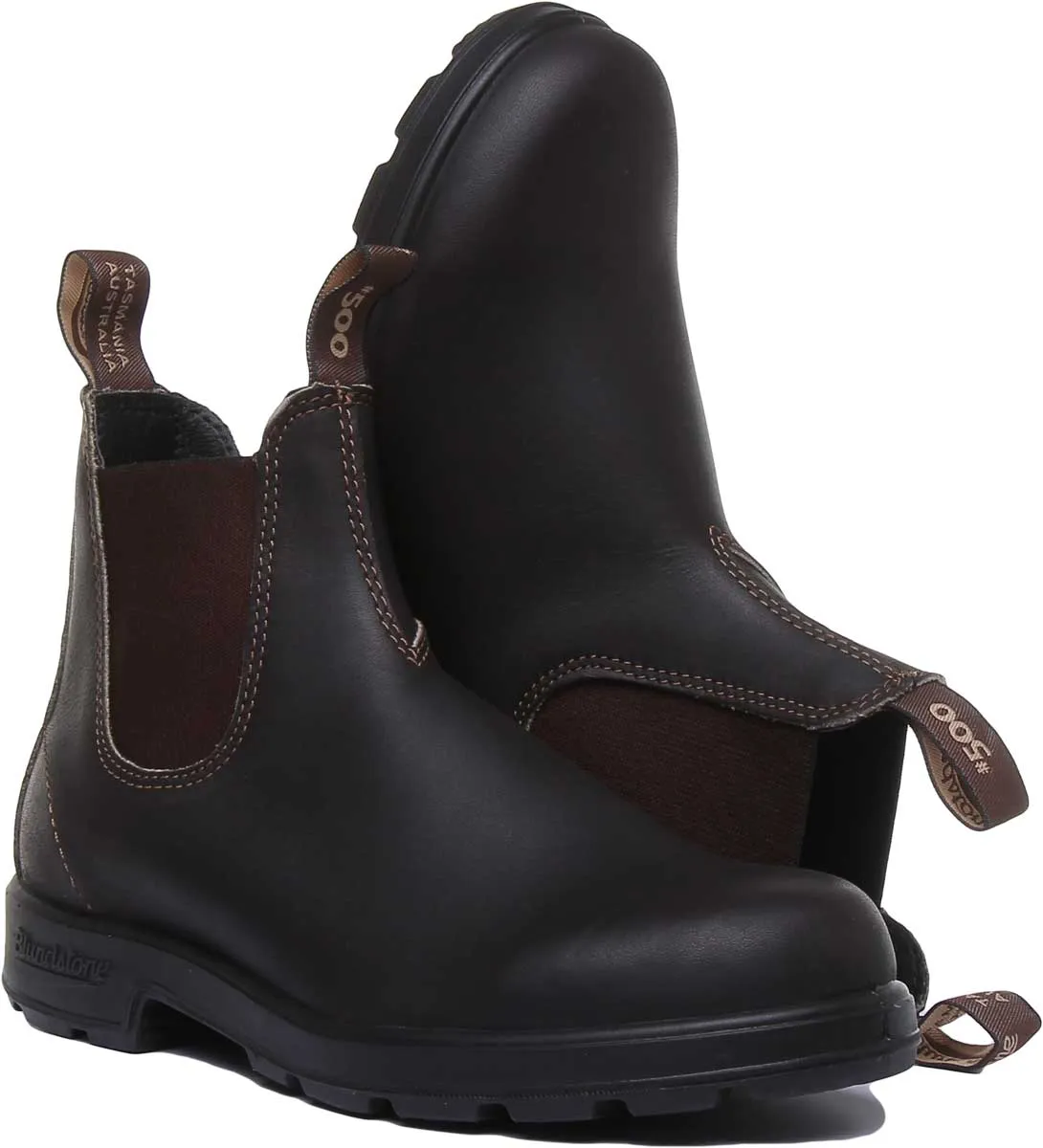 Blundstone 500 Botines de piel con elástico para mujer en marrón oscuro
