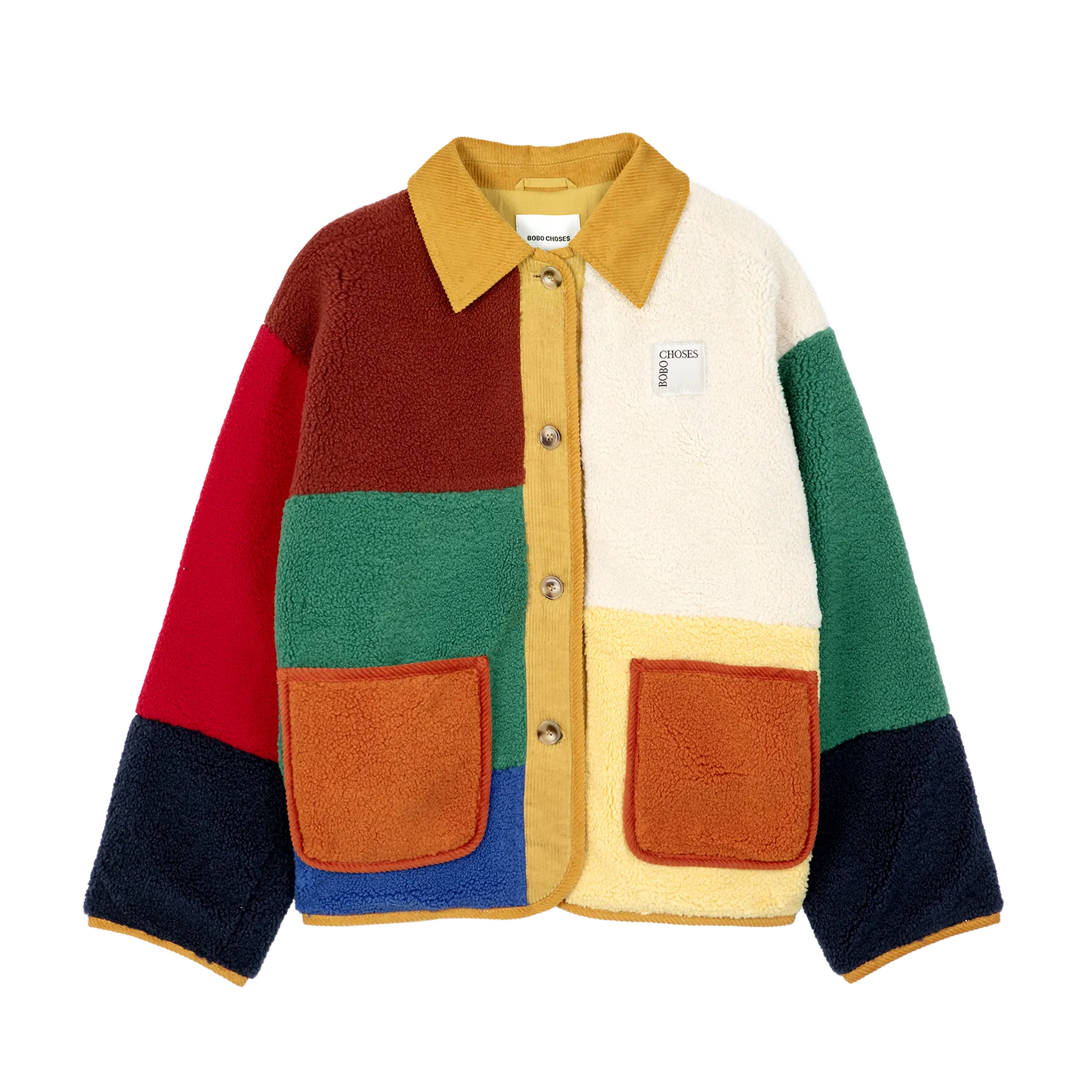 BOBO CHOSES Chaqueta de pelo de borreguito con cuello clásico en multicolor