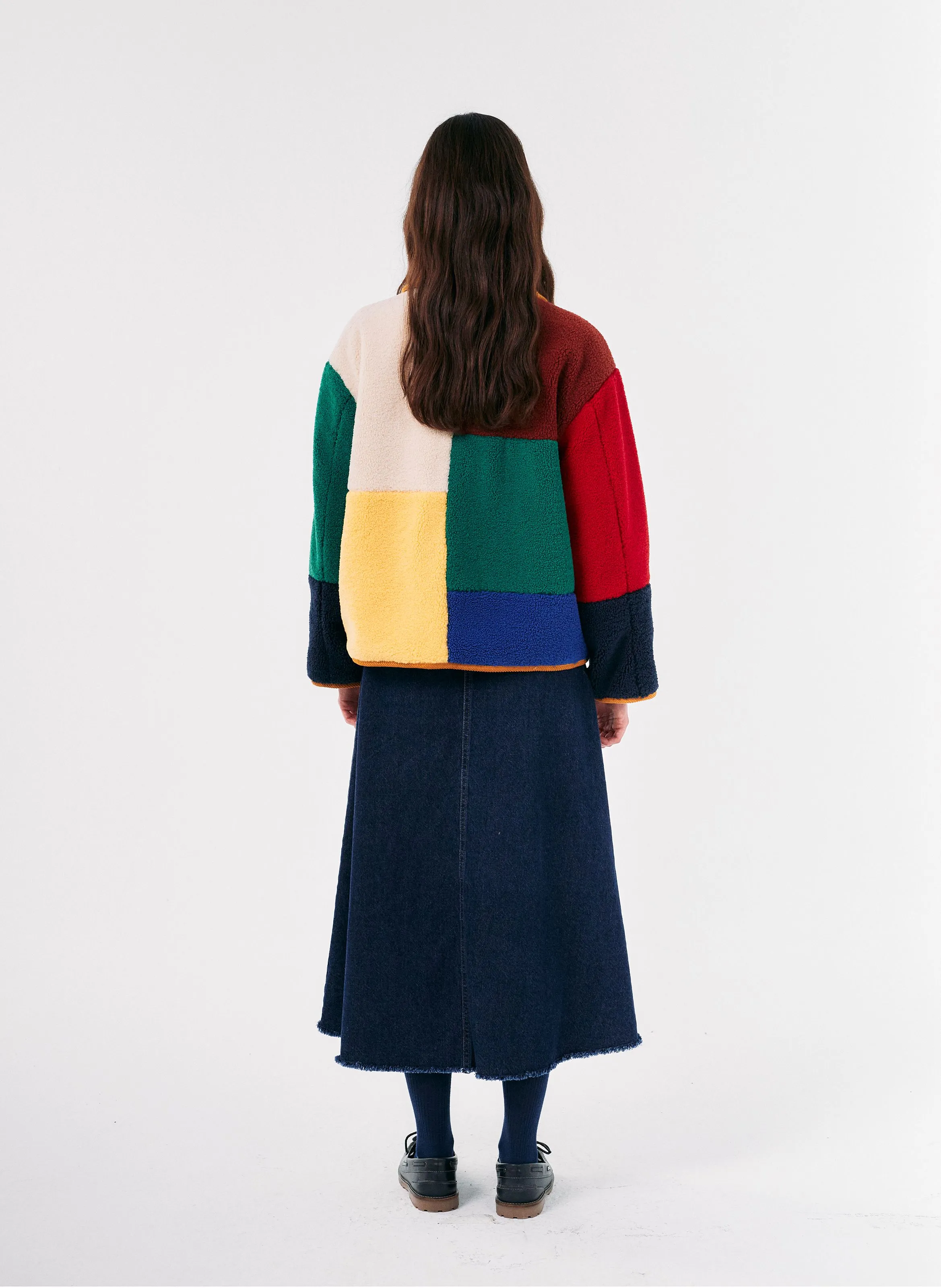 BOBO CHOSES Chaqueta de pelo de borreguito con cuello clásico en multicolor