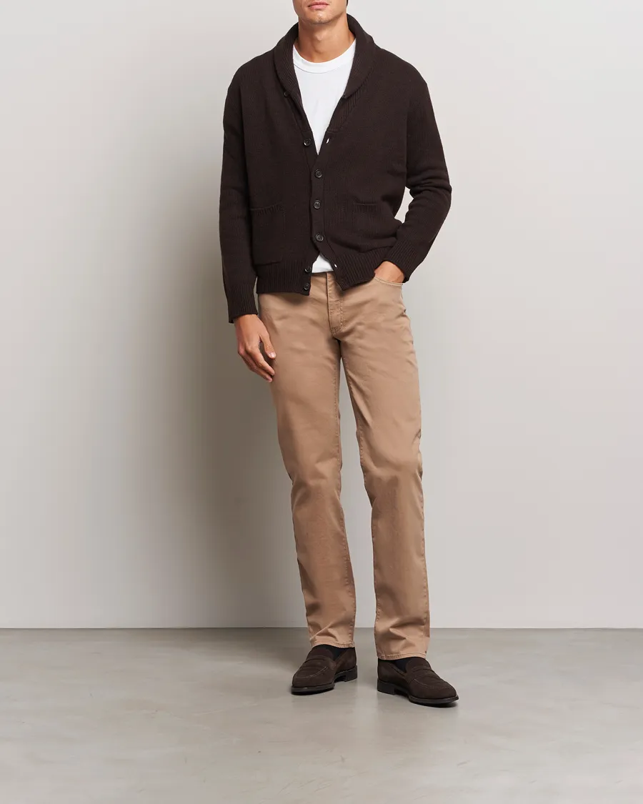 BRAX CADIZ COTTON SATIN 5POCKET PANTS BEIGE