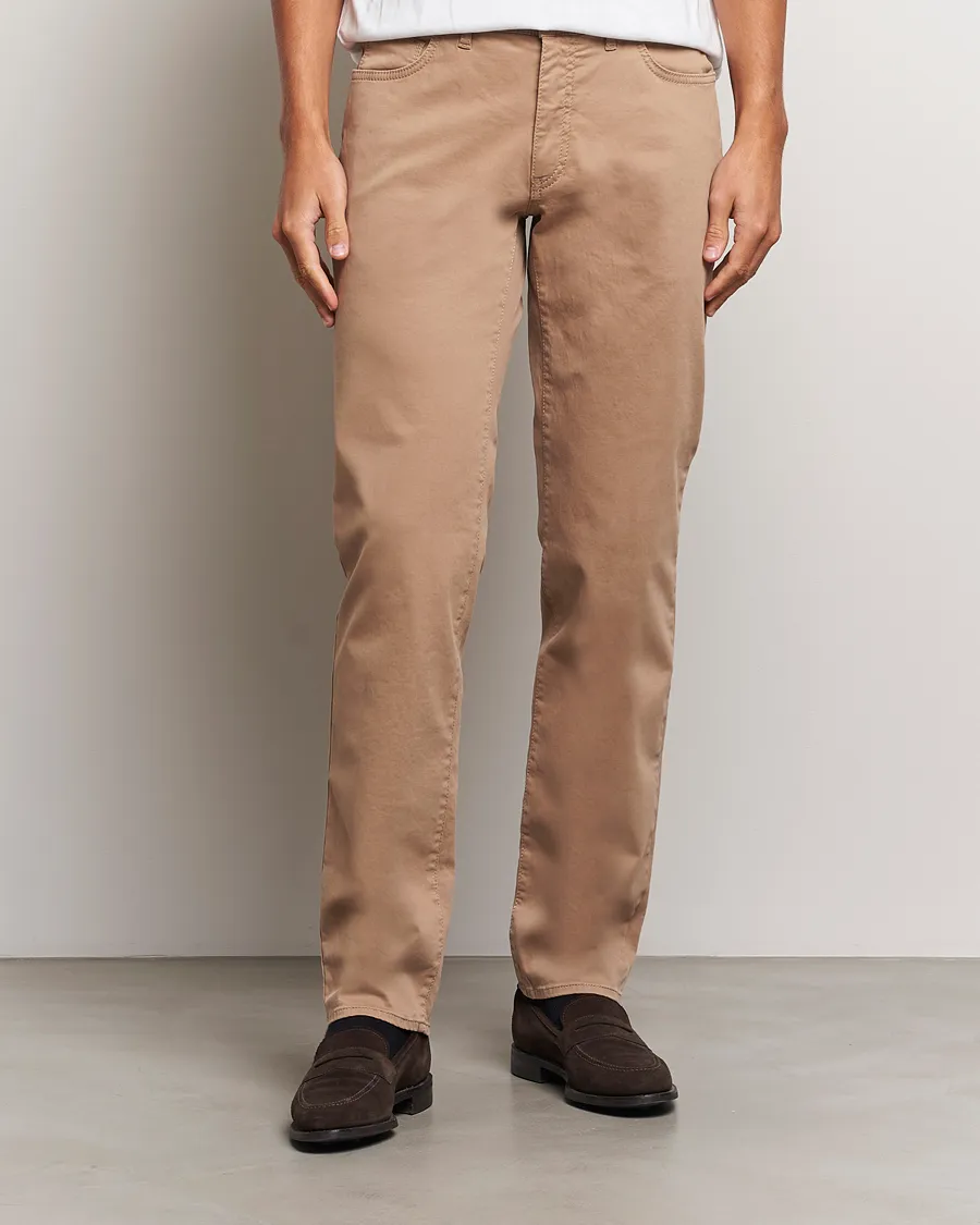 BRAX CADIZ COTTON SATIN 5POCKET PANTS BEIGE