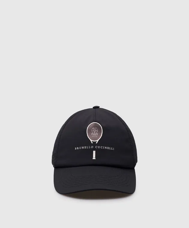 Brunello Cucinelli Blue cap with logo and perforation