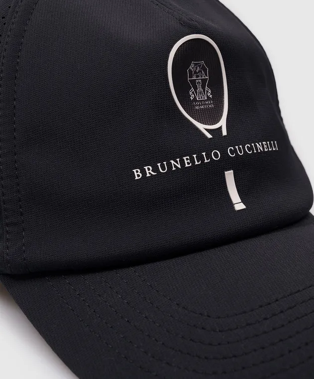 Brunello Cucinelli Blue cap with logo and perforation