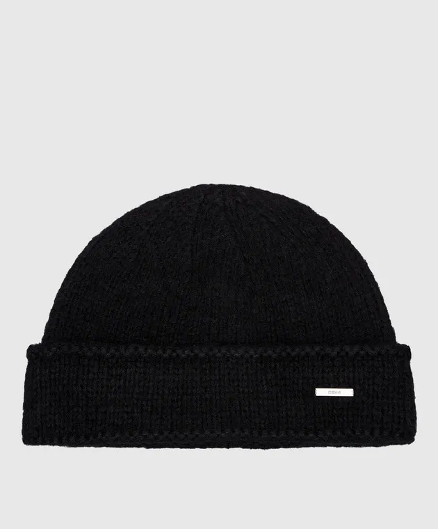 C2H4 Black wool cap with logo