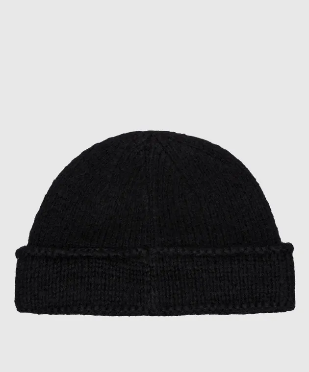 C2H4 Black wool cap with logo