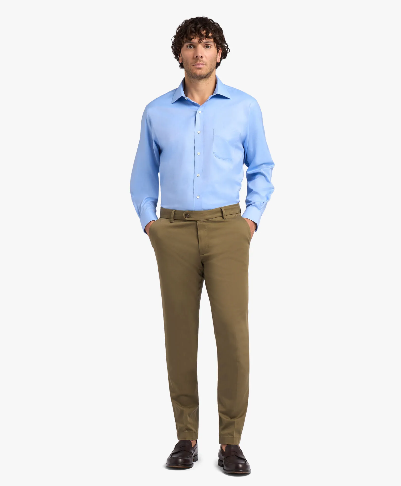 CAMISA DE VESTIR PERFORMANCE AZUL ULTRAMARINO DE CORTE REGULAR NONIRON CON CUELLO AINSLEY