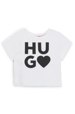 Camiseta de algodón para niños con logo de corazón estampado