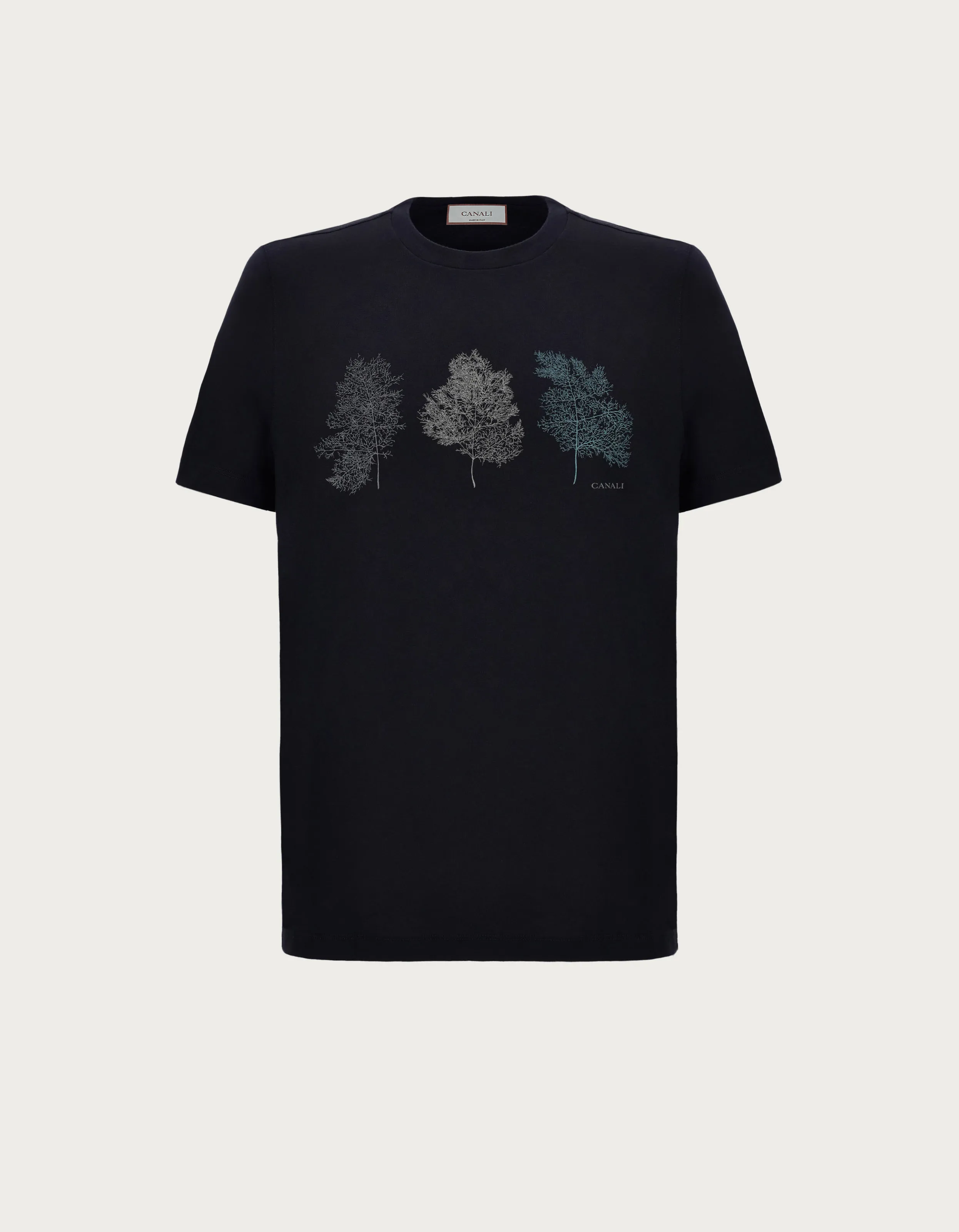 Camiseta en punto de algodón con logo azul 