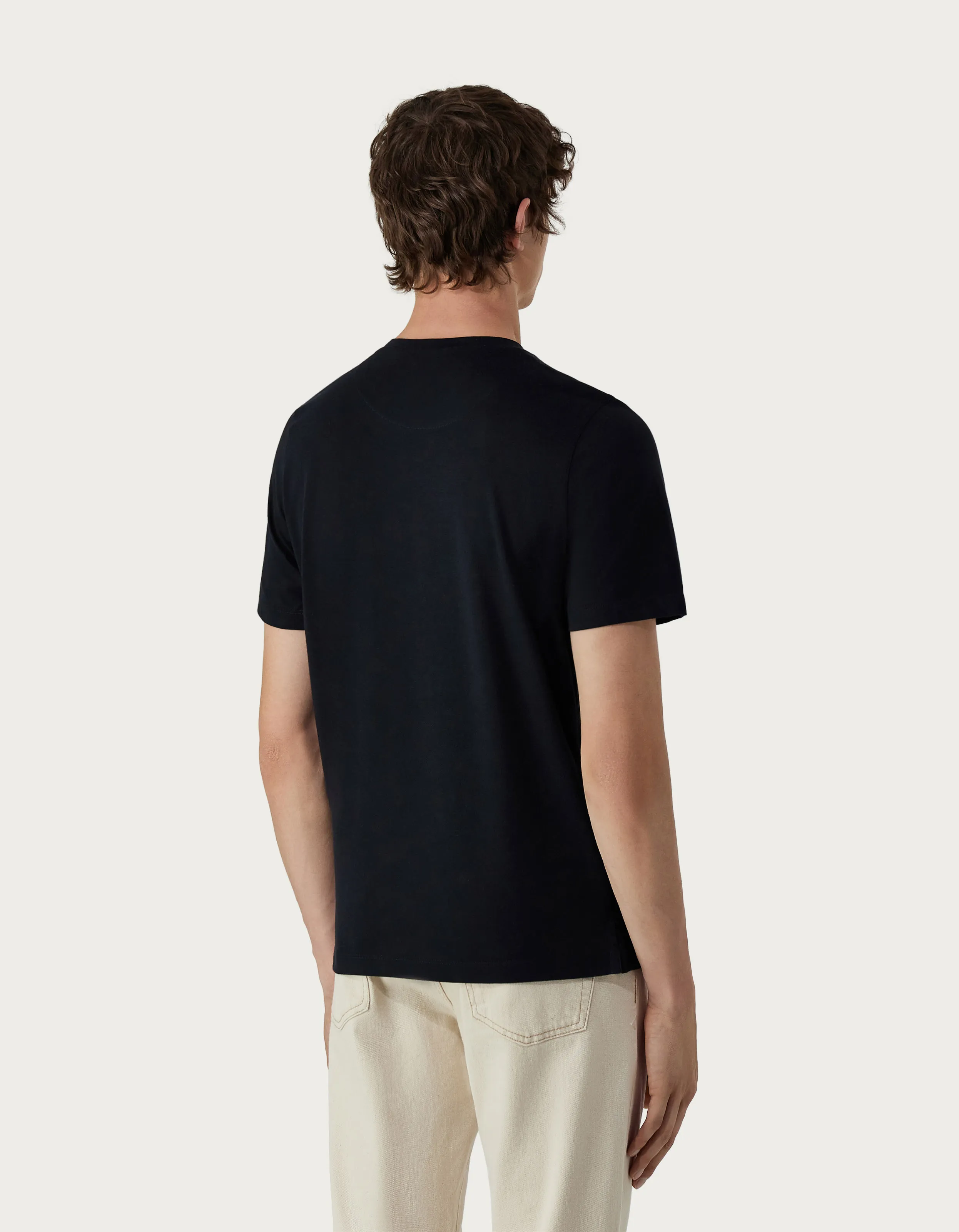 Camiseta en punto de algodón con logo azul 