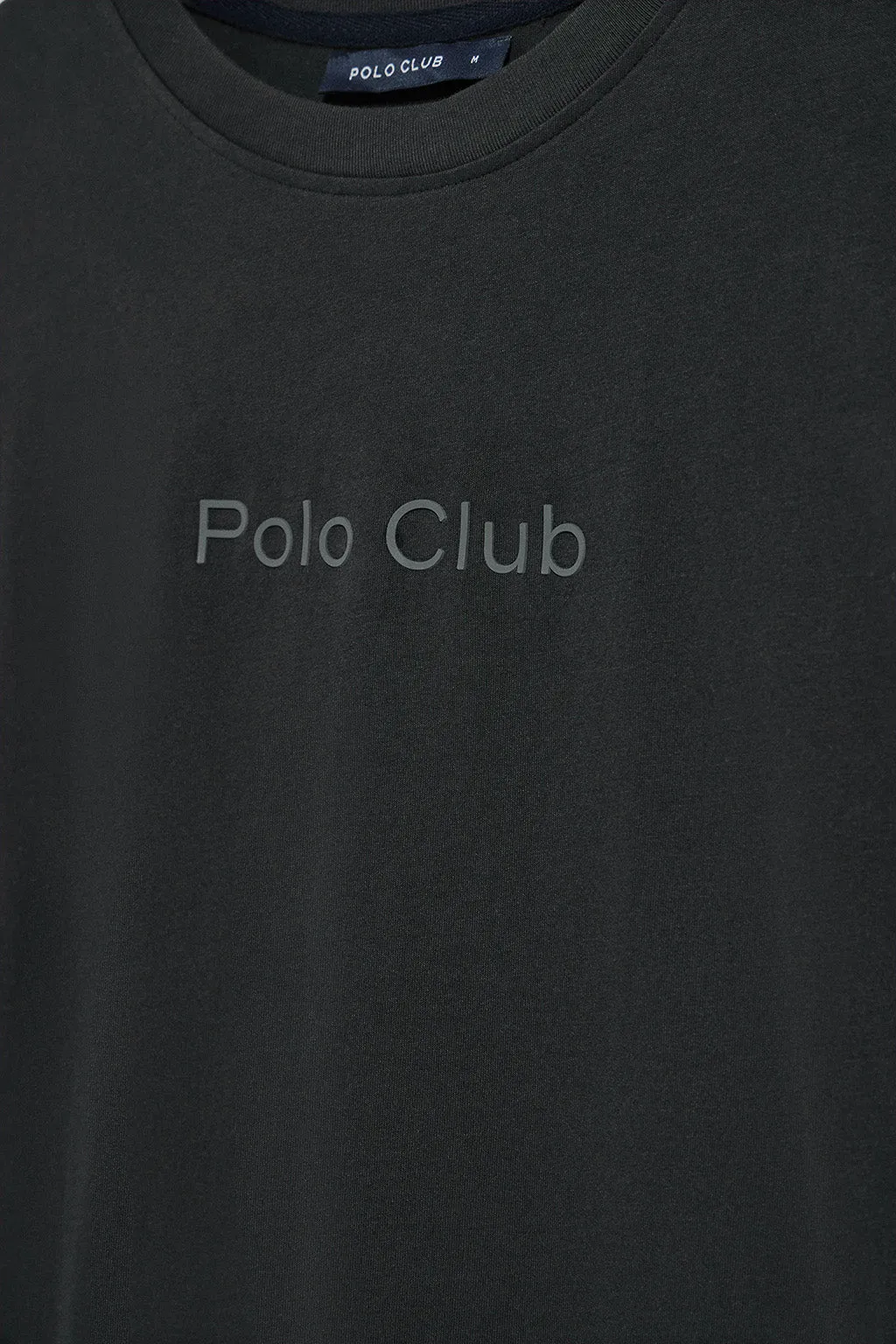 Camiseta negra de manga corta y cuello redondo con logotipo Polo Club