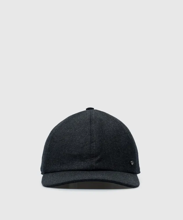 Canali Gray wool cap with logo