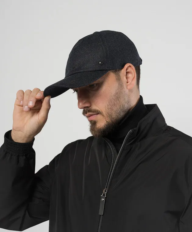 Canali Gray wool cap with logo