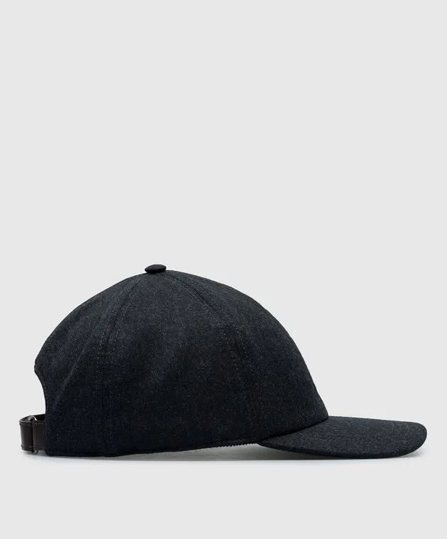 Canali Gray wool cap with logo