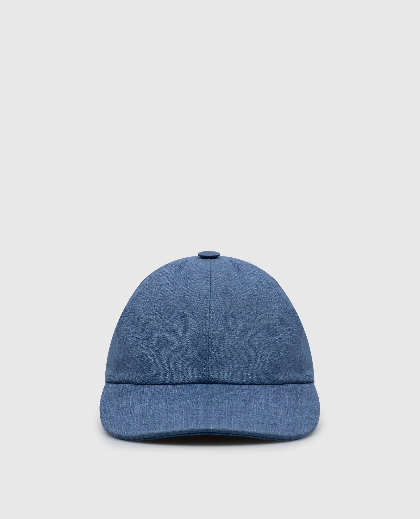 CAPOBIANCO Blue linen cap with metallic logo