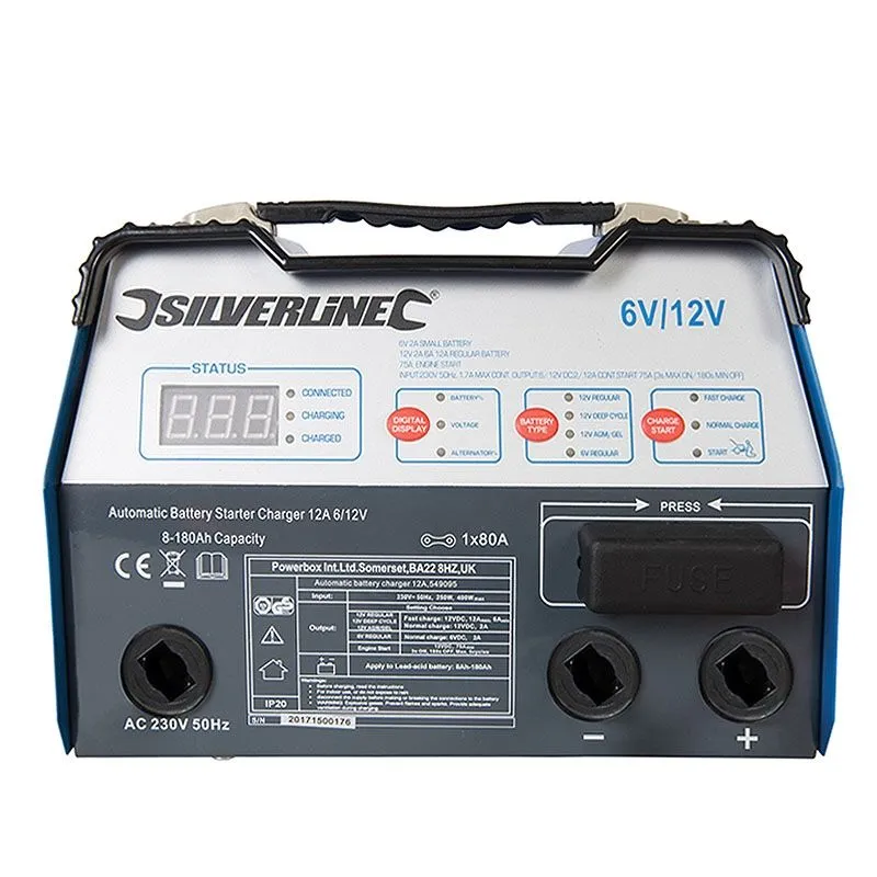Cargador arrancador de baterías automático. 6 y 12V 12A