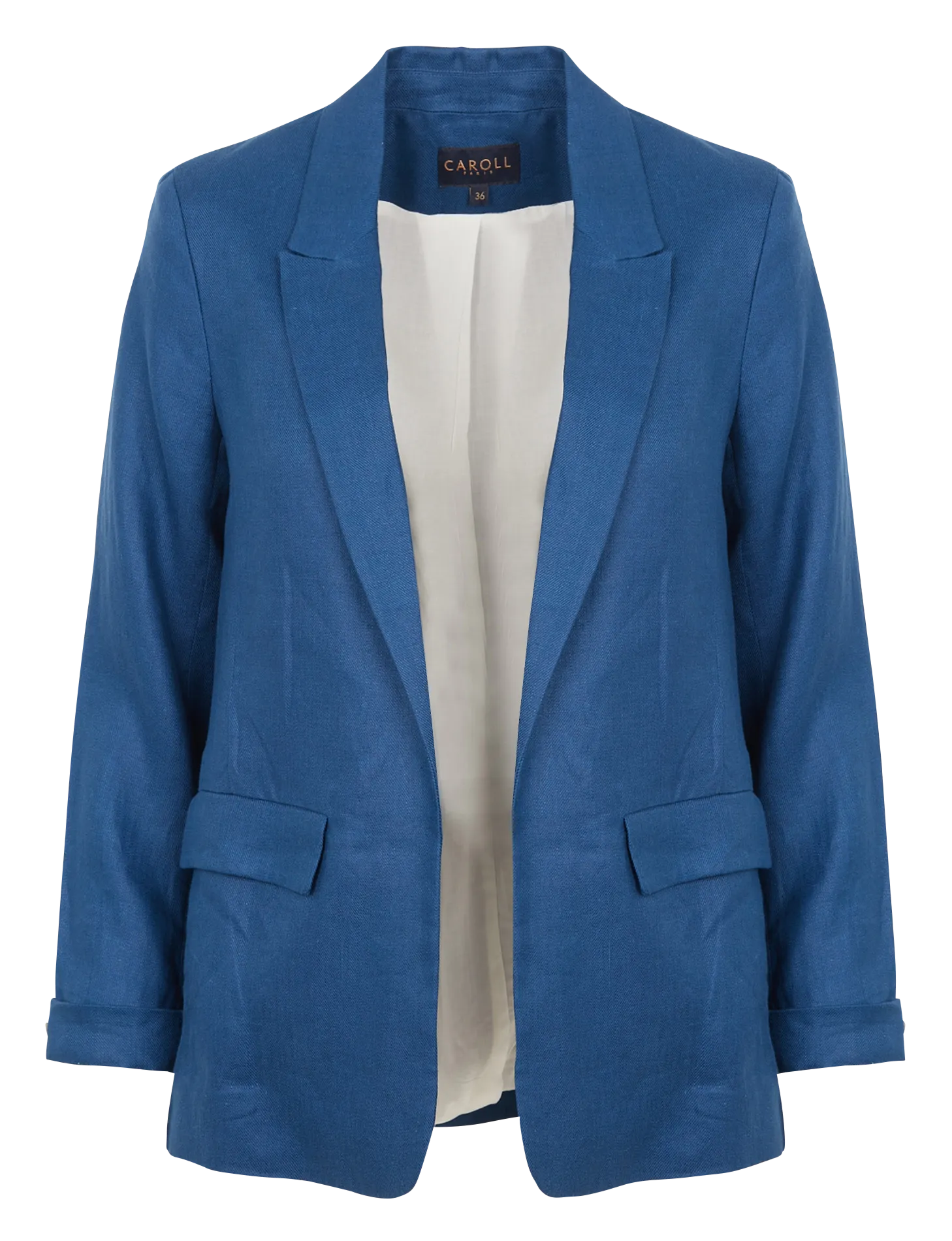 CAROLL RANDINE  CHAQUETA SASTRE RECTA DE LINO EN AZUL