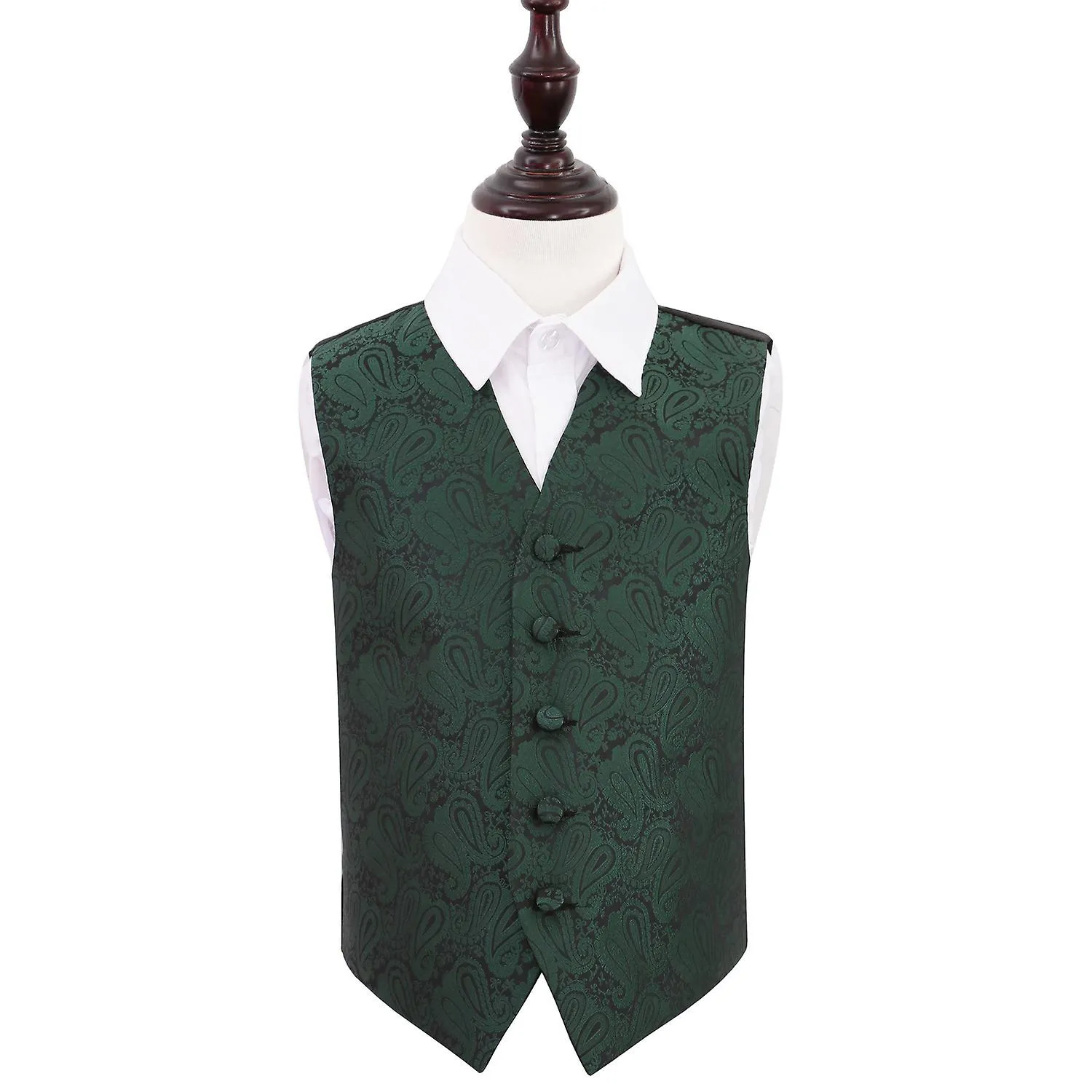 Chaleco de boda Paisley verde esmeralda para niños