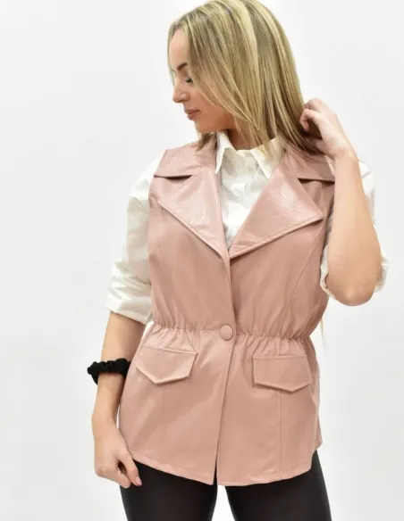 Chaleco polipiel rosa