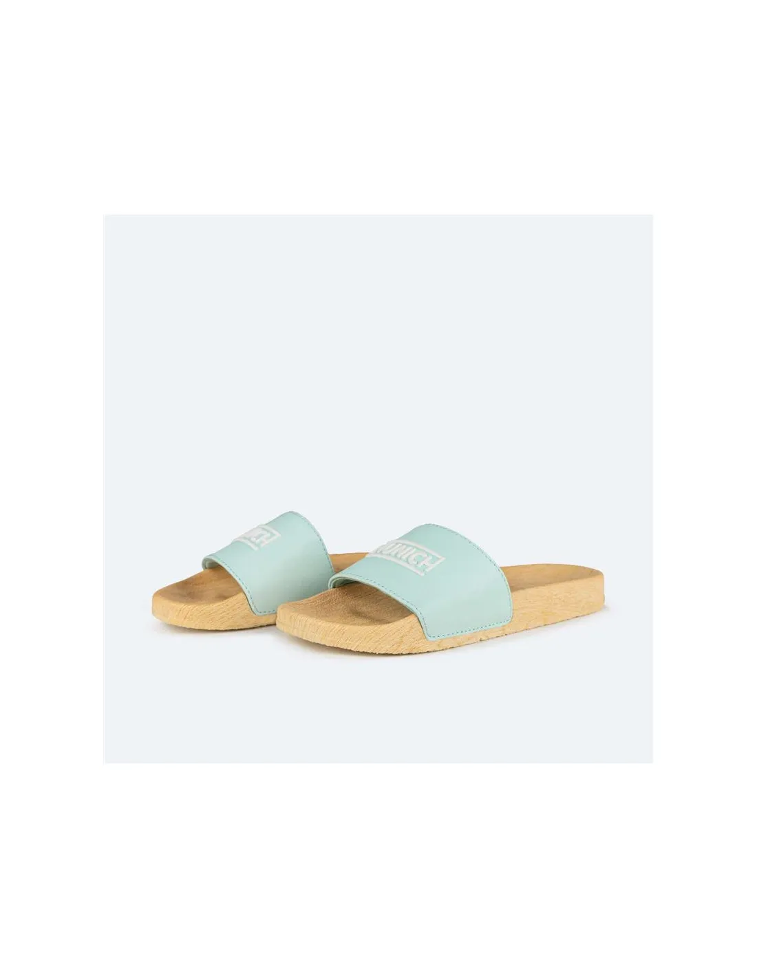 Chanclas Munich Flat Slider Wood Effect Turquesa