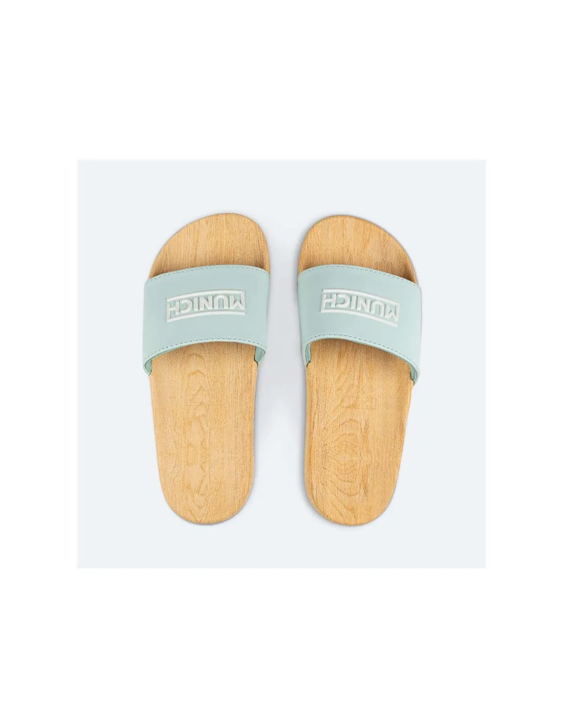 Chanclas Munich Flat Slider Wood Effect Turquesa