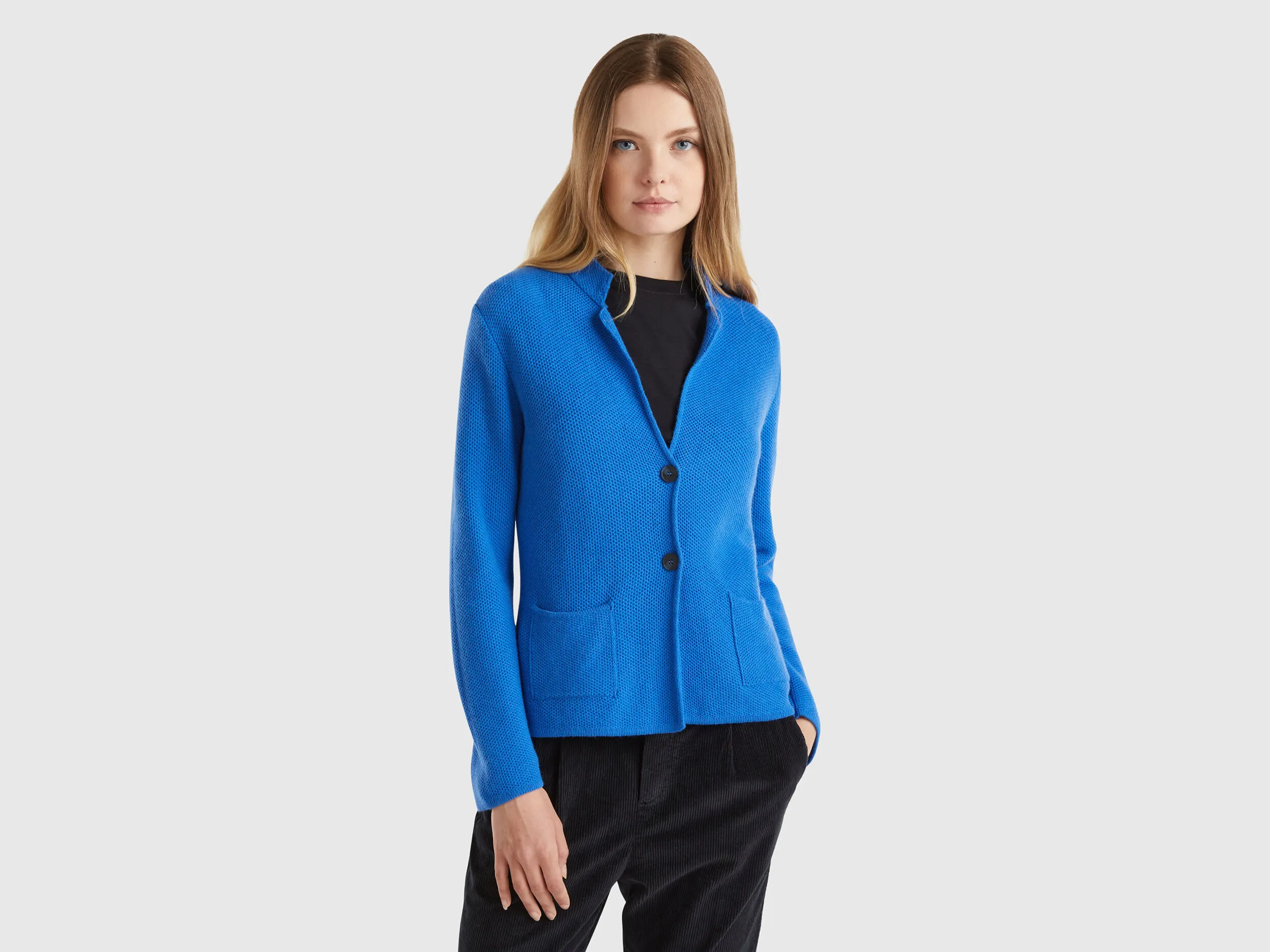 Chaqueta de punto en mezcla de lana y cachemir